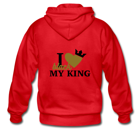 I Love My Black King Zip Hoodie - red