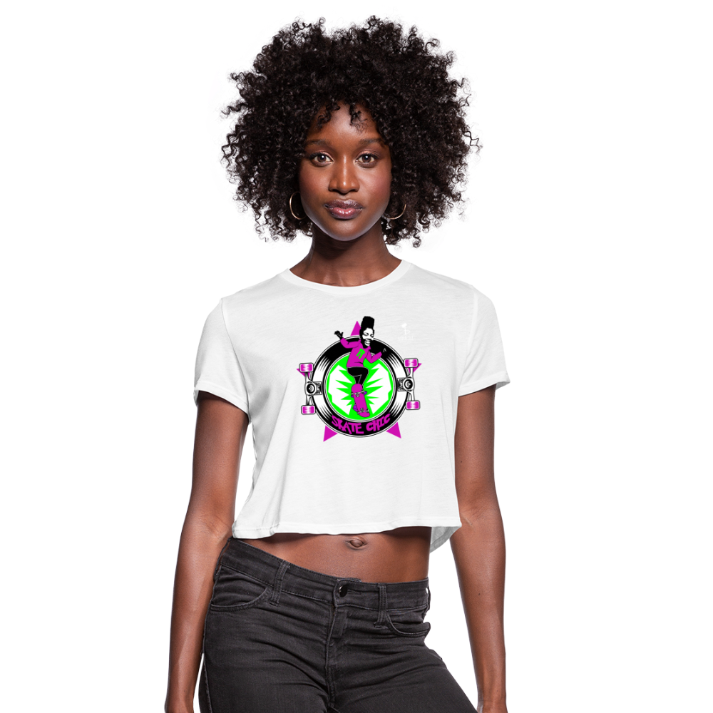 Skater Chic - Women's Cropped T-Shirt - white