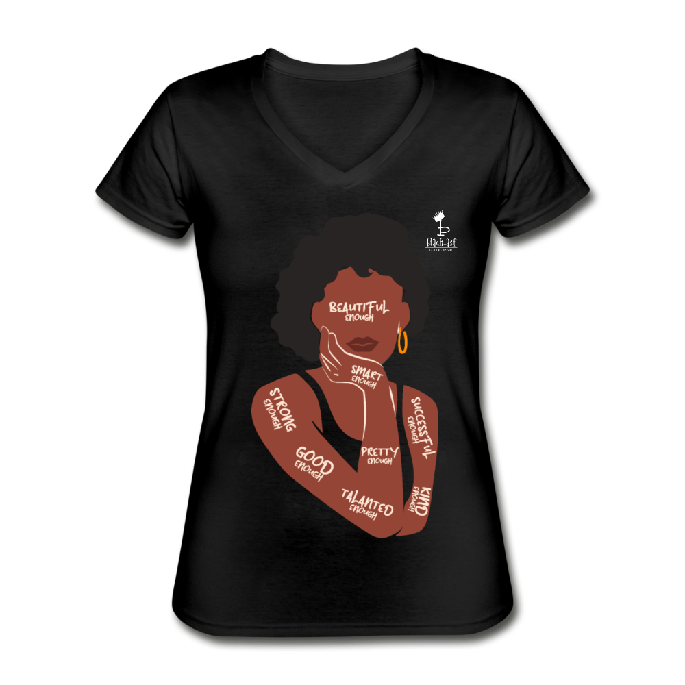 I Am Enough - Women's V-Neck T-Shirt - black