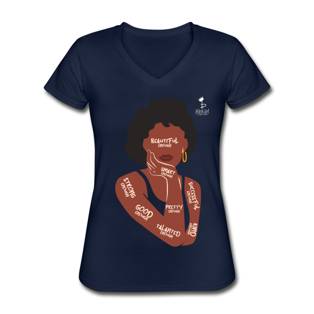 I Am Enough - Women's V-Neck T-Shirt - navy