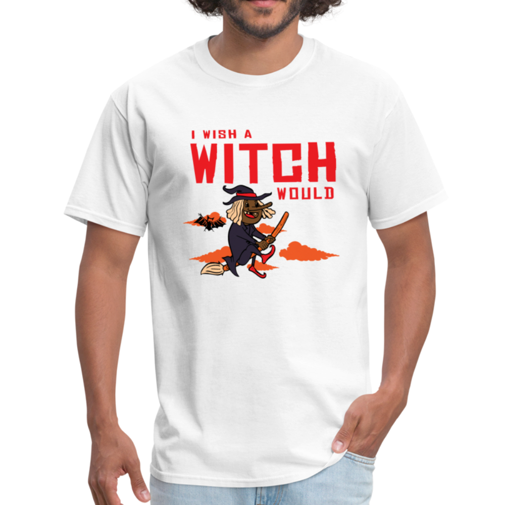 I Wish a Witch Would Halloween T-Shirt - white