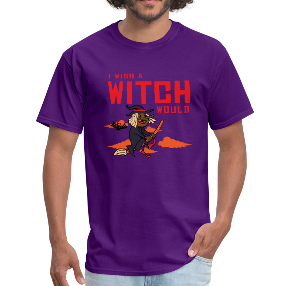 I Wish a Witch Would Halloween T-Shirt - purple
