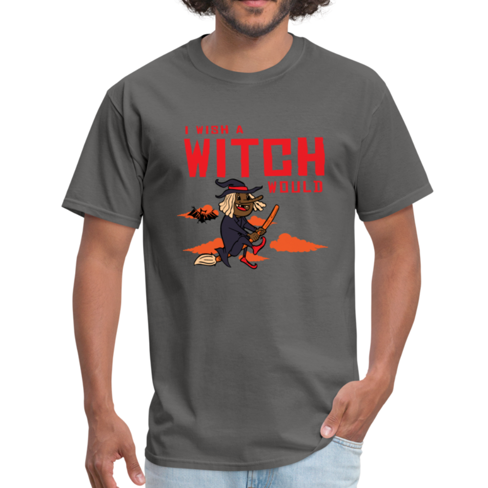 I Wish a Witch Would Halloween T-Shirt - charcoal
