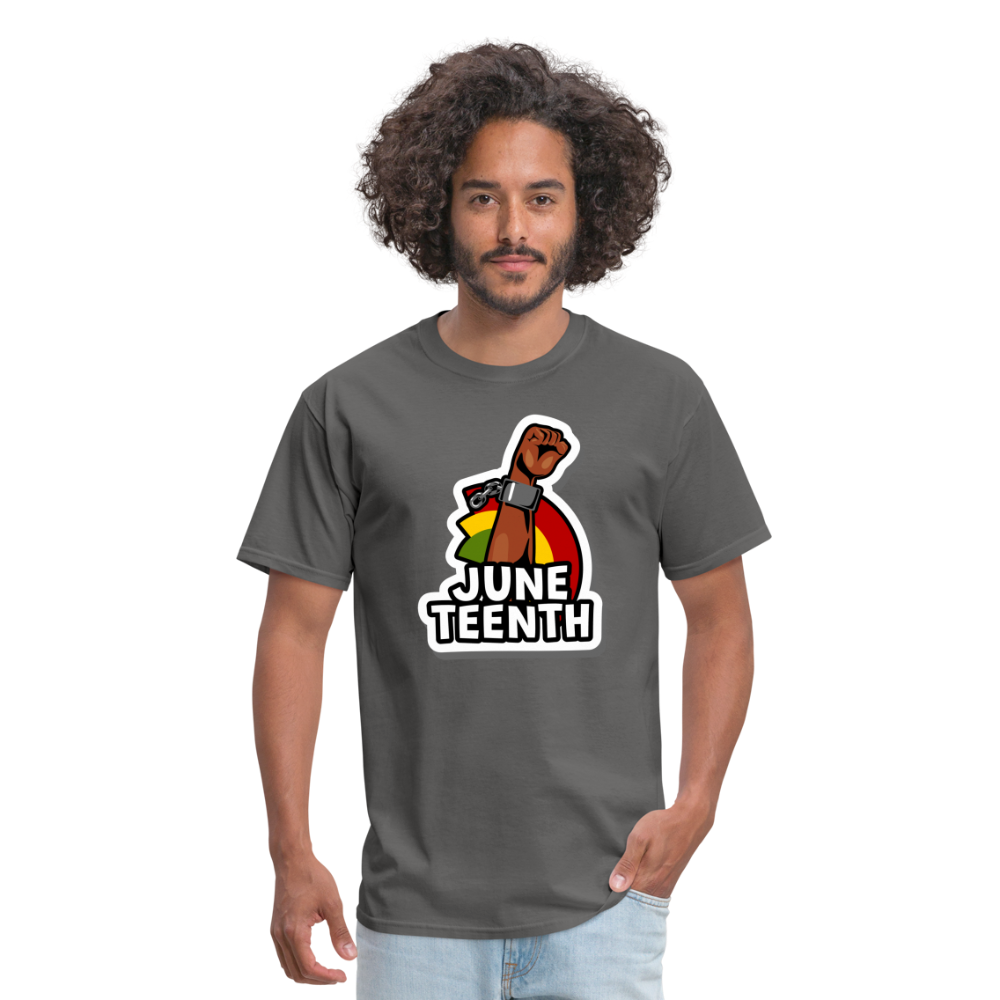 Juneteenth Rising Fist T-Shirt - charcoal