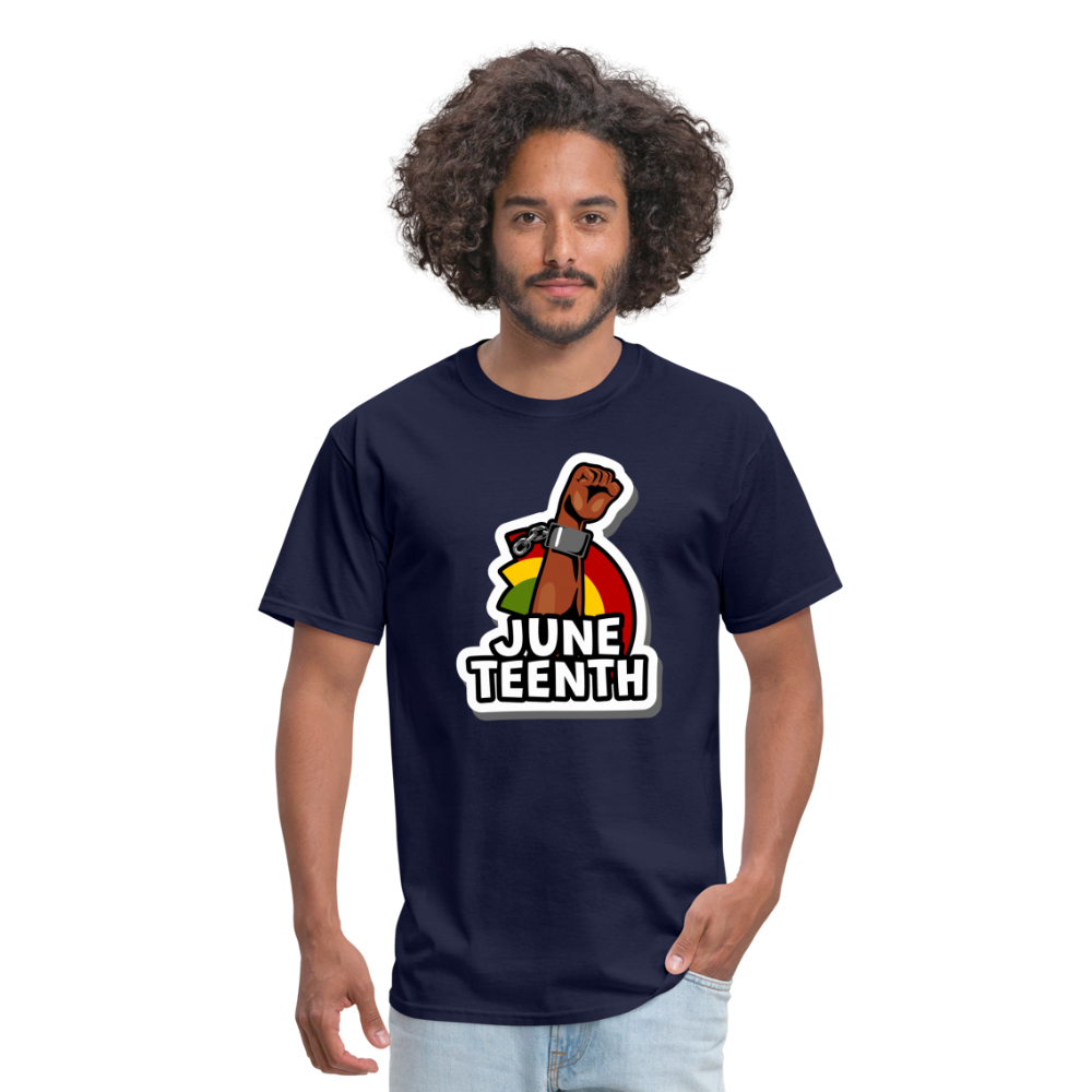 Juneteenth Rising Fist T-Shirt - navy