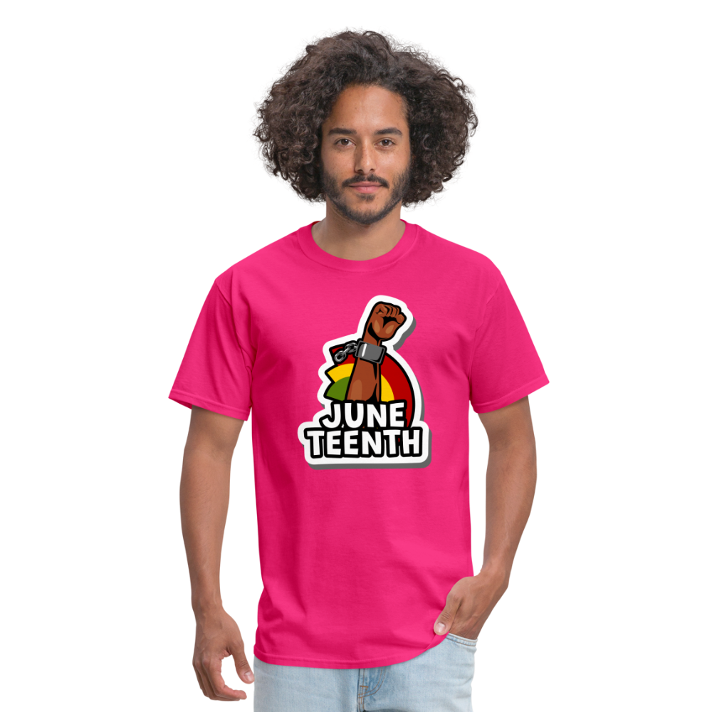 Juneteenth Rising Fist T-Shirt - fuchsia