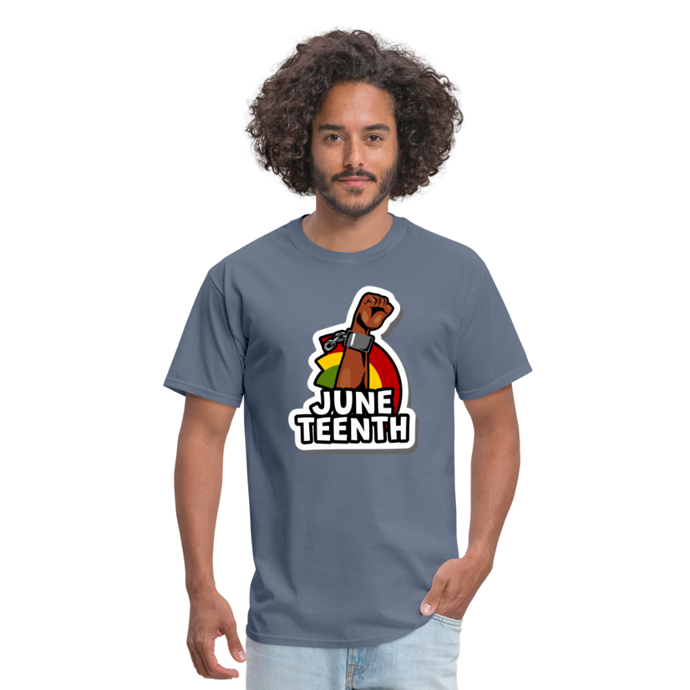 Juneteenth Rising Fist T-Shirt - denim
