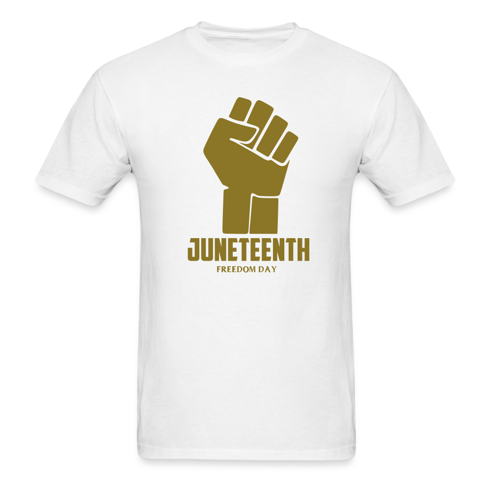 Juneteenth Freedom Day Metallic Fist T-Shirt - white