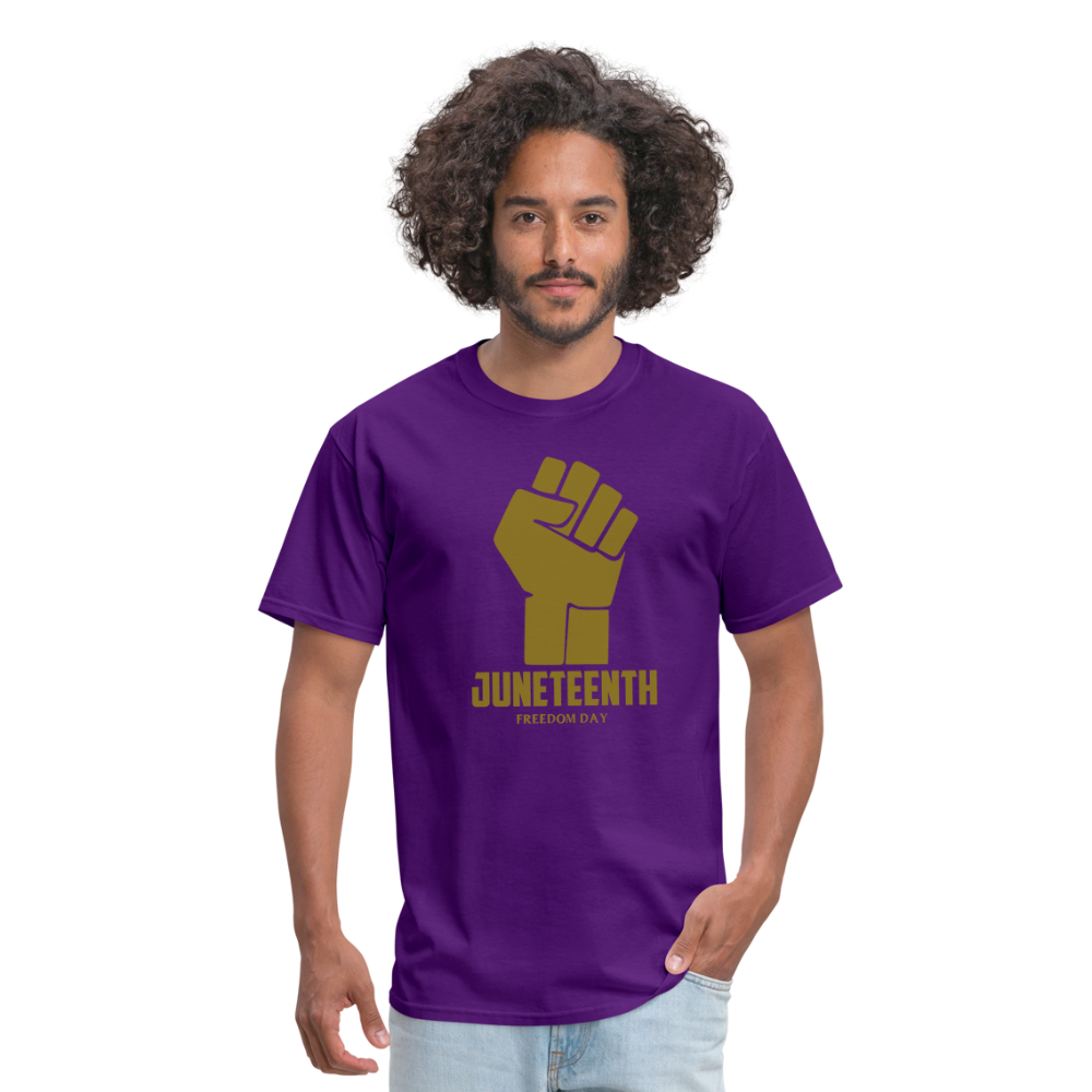 Juneteenth Freedom Day Metallic Fist T-Shirt - purple
