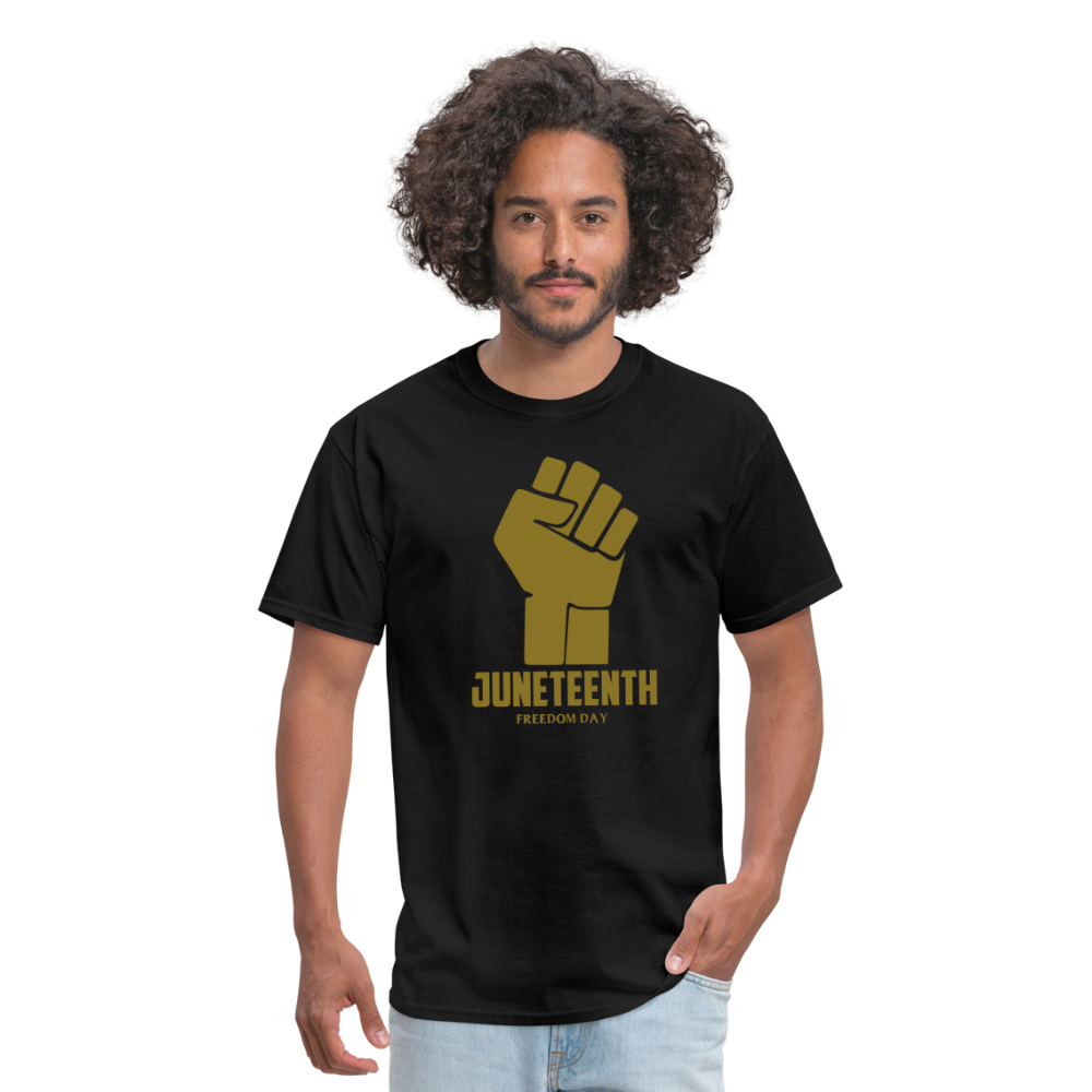 Juneteenth Freedom Day Metallic Fist T-Shirt - black
