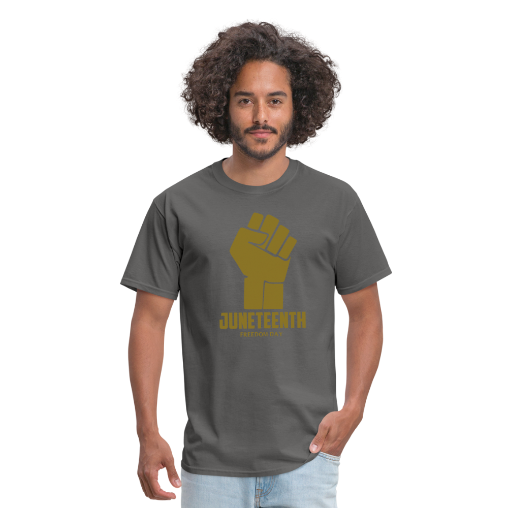 Juneteenth Freedom Day Metallic Fist T-Shirt - charcoal