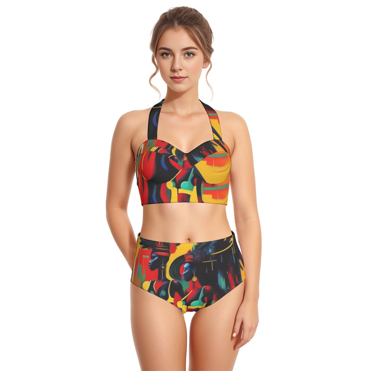 In Living Color Modest Women's Swimsuit Set With Halter