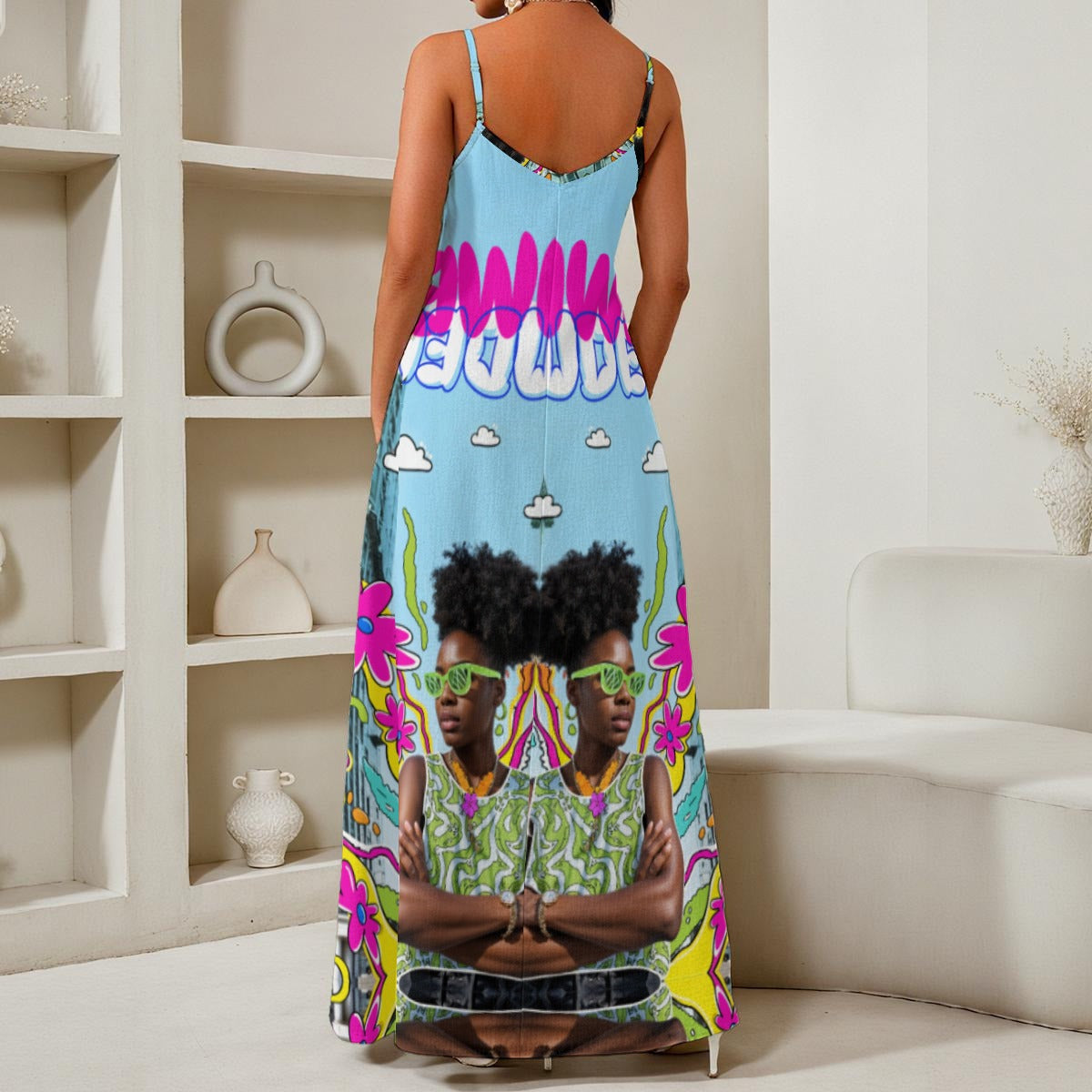 Flower Girl V-Neck Maxi Dress
