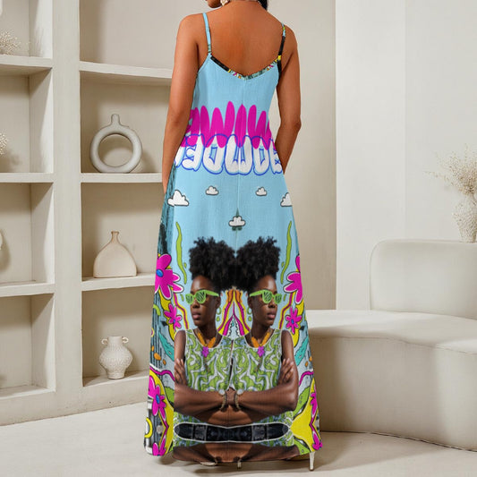 Flower Girl V-Neck Maxi Dress