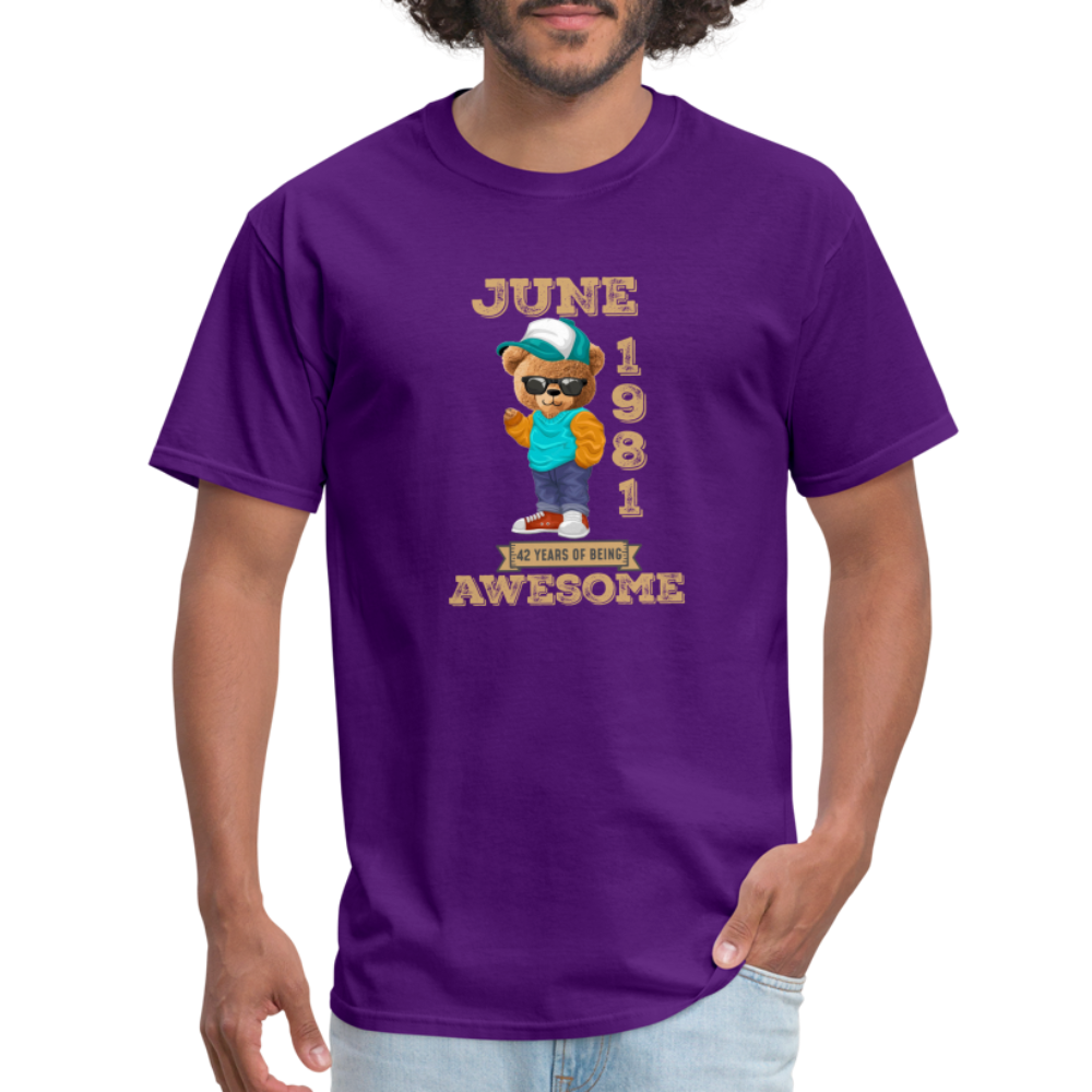 42 Years of Awesome Bear T-Shirt - purple