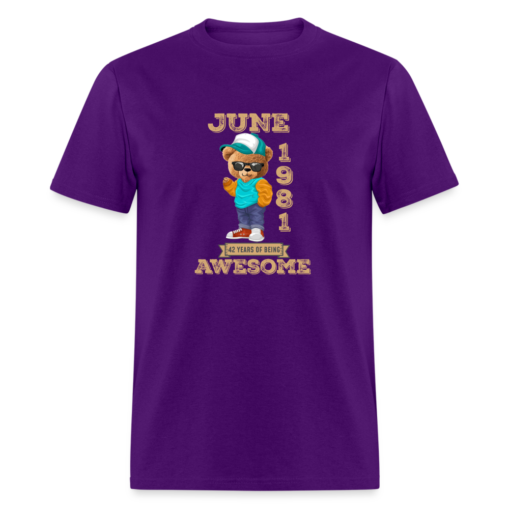42 Years of Awesome Bear T-Shirt - purple
