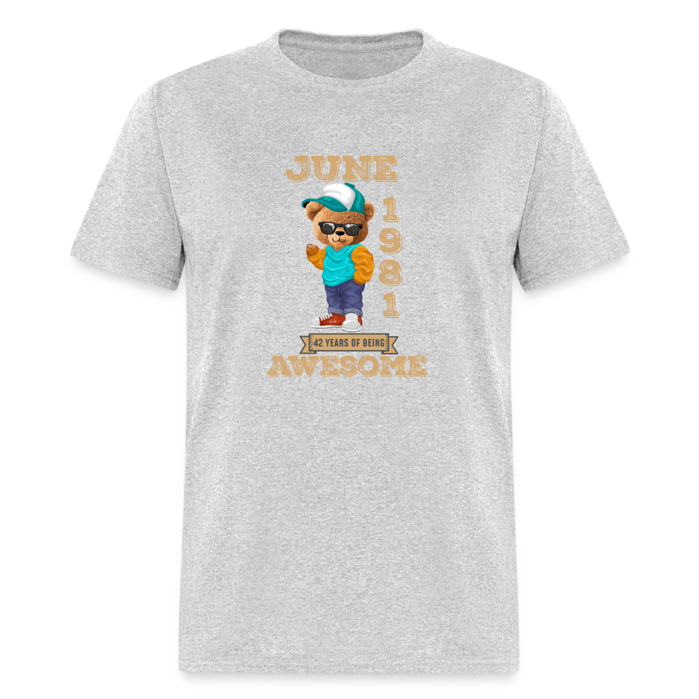42 Years of Awesome Bear T-Shirt - heather gray