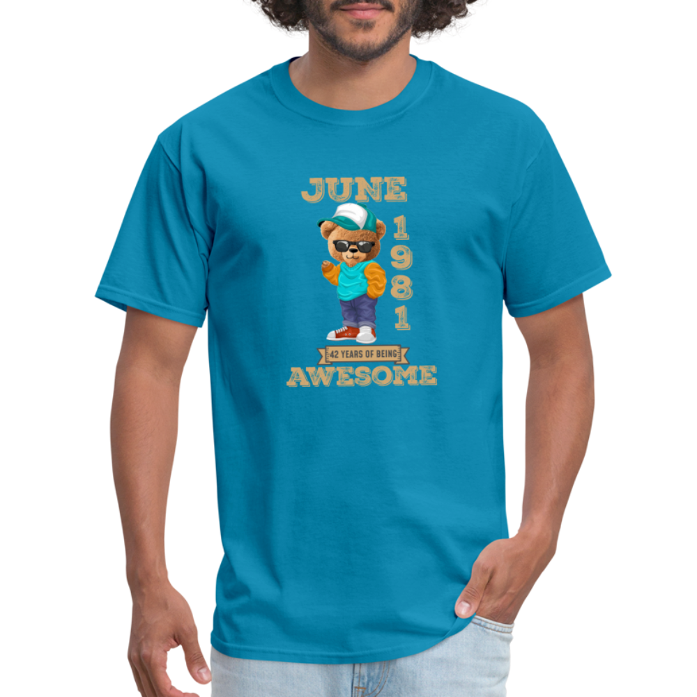 42 Years of Awesome Bear T-Shirt - turquoise