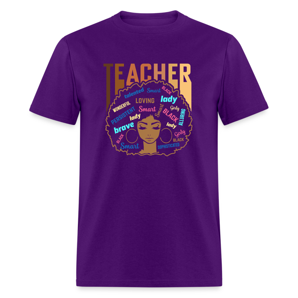 Black Teacher T-Shirt - purple