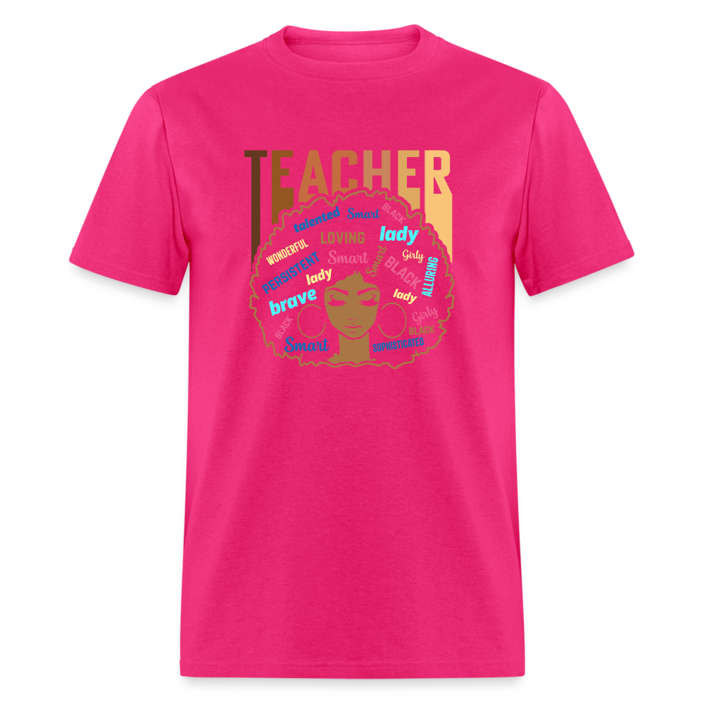 Black Teacher T-Shirt - fuchsia