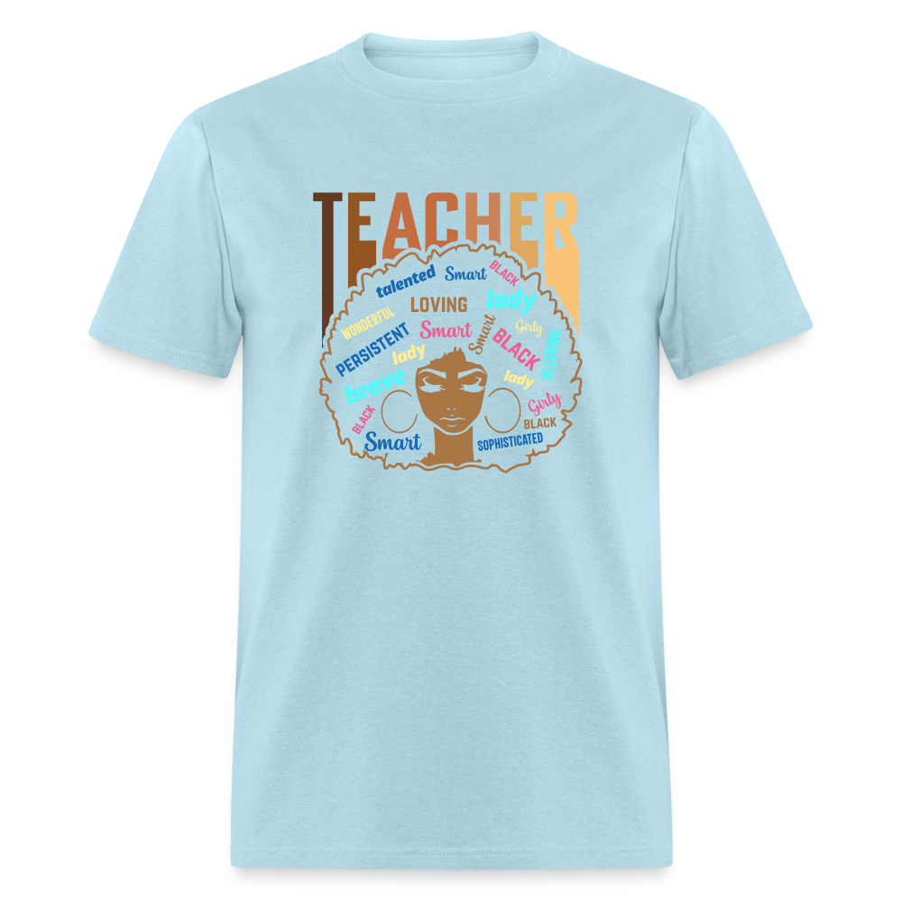 Black Teacher T-Shirt - powder blue