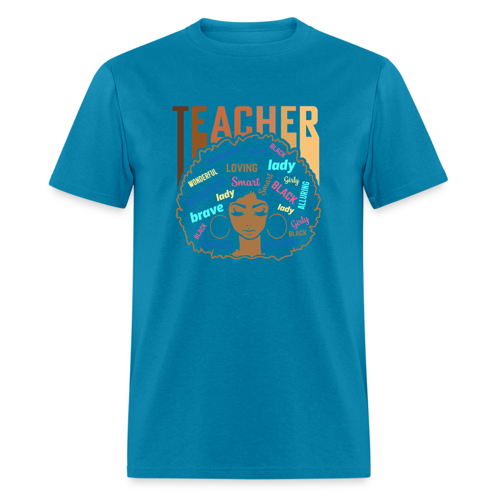 Black Teacher T-Shirt - turquoise