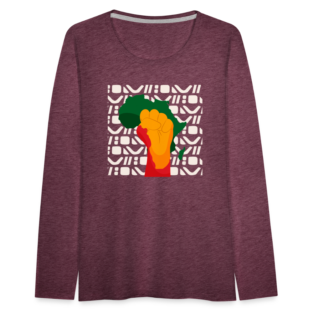Rise up Africa - Women's Premium Long Sleeve T-Shirt - heather burgundy