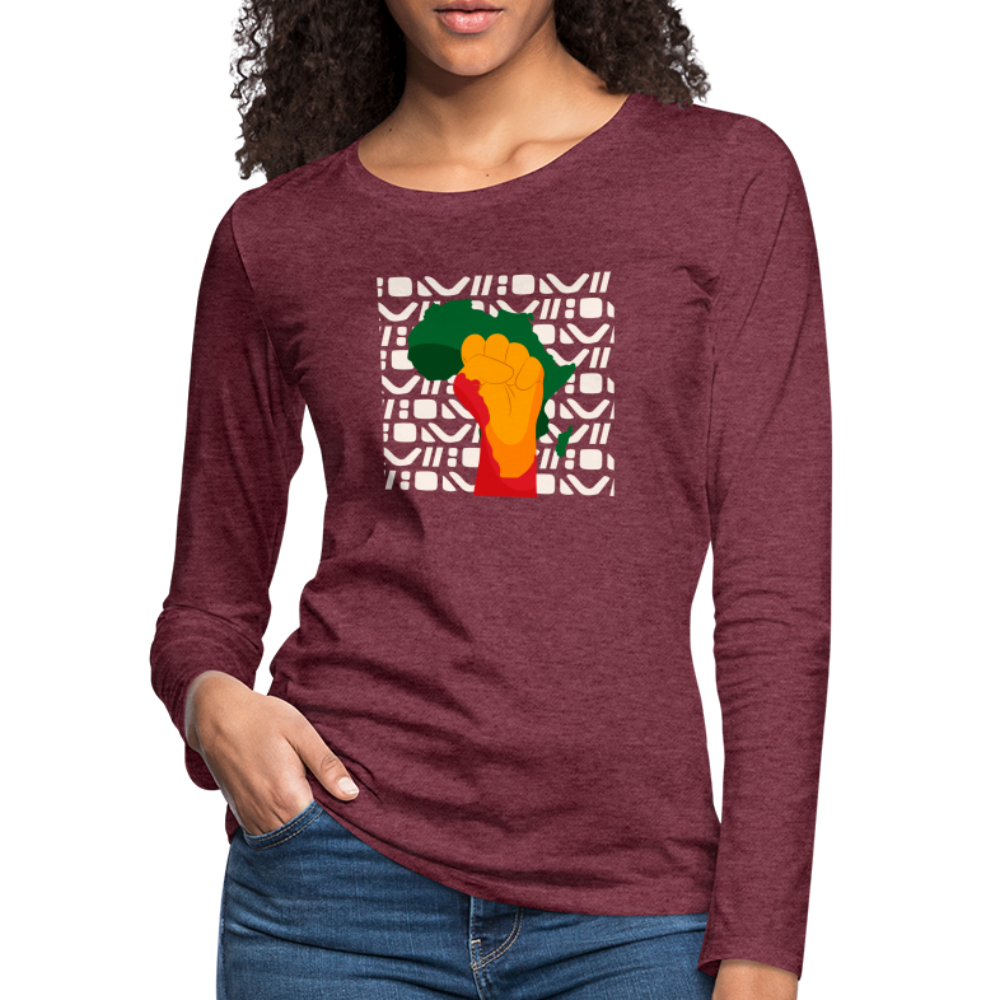 Rise up Africa - Women's Premium Long Sleeve T-Shirt - heather burgundy
