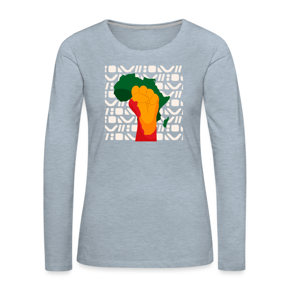 Rise up Africa - Women's Premium Long Sleeve T-Shirt - heather ice blue