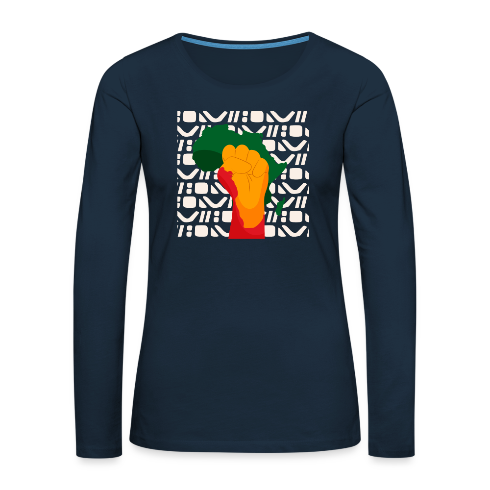 Rise up Africa - Women's Premium Long Sleeve T-Shirt - deep navy