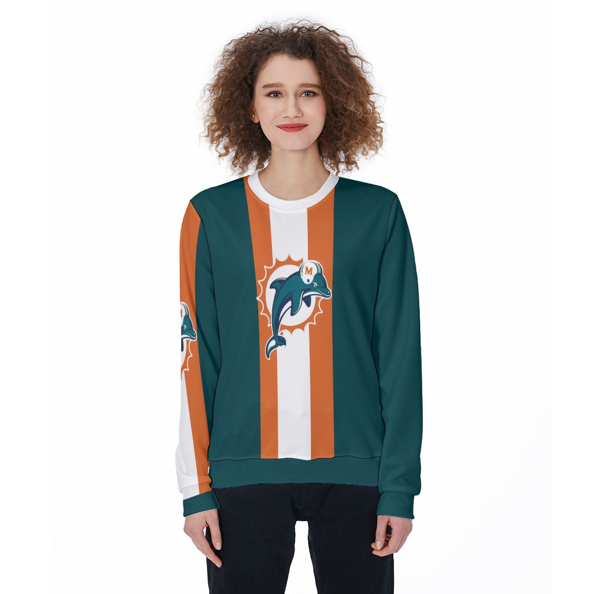 Miami Dolphins All-Over Print Women's Heavy Fleece Sweatshirt
