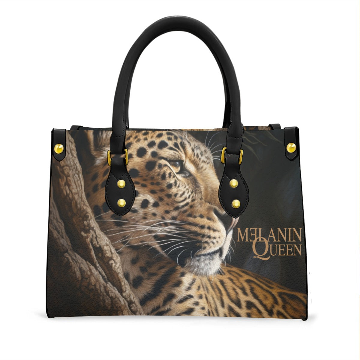 Leopard - Melanin Queen  - Women's Tote Bag With Black Handle