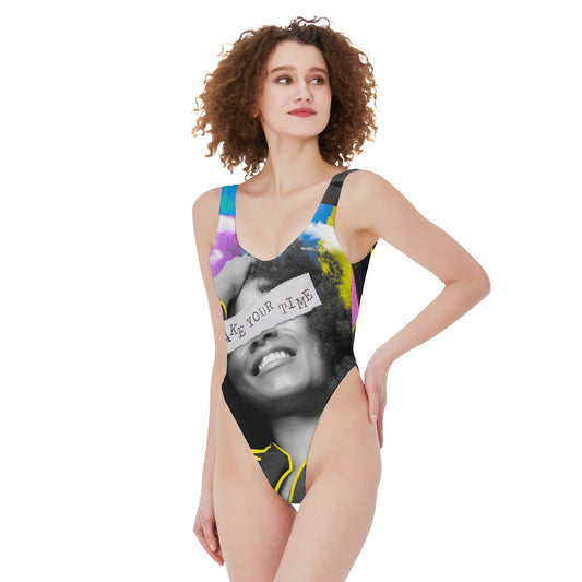 Take Your Time - Women's High Cut One-piece Swimsuit