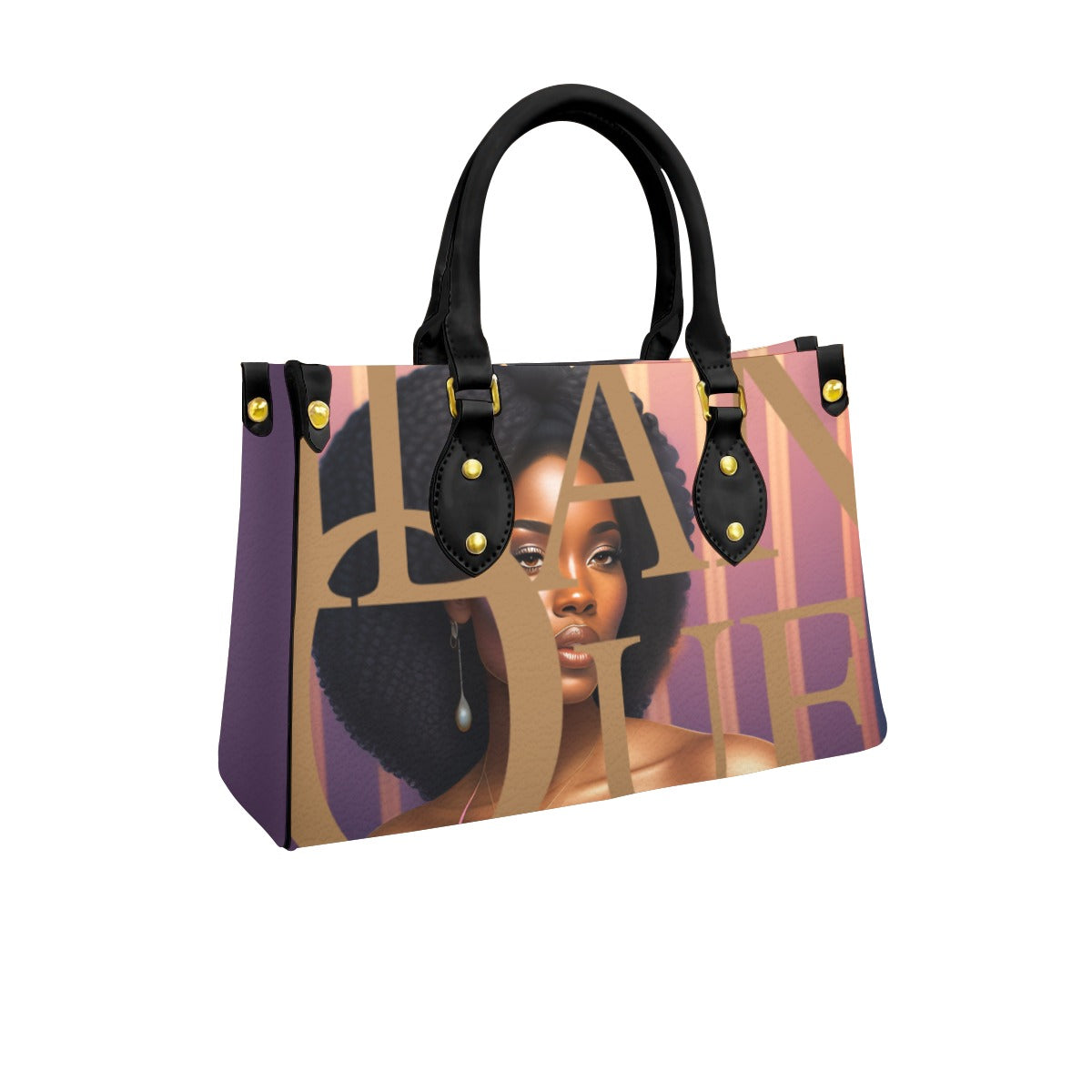 Angela by Melanin Queen - Women's Tote Bag With Black Handle