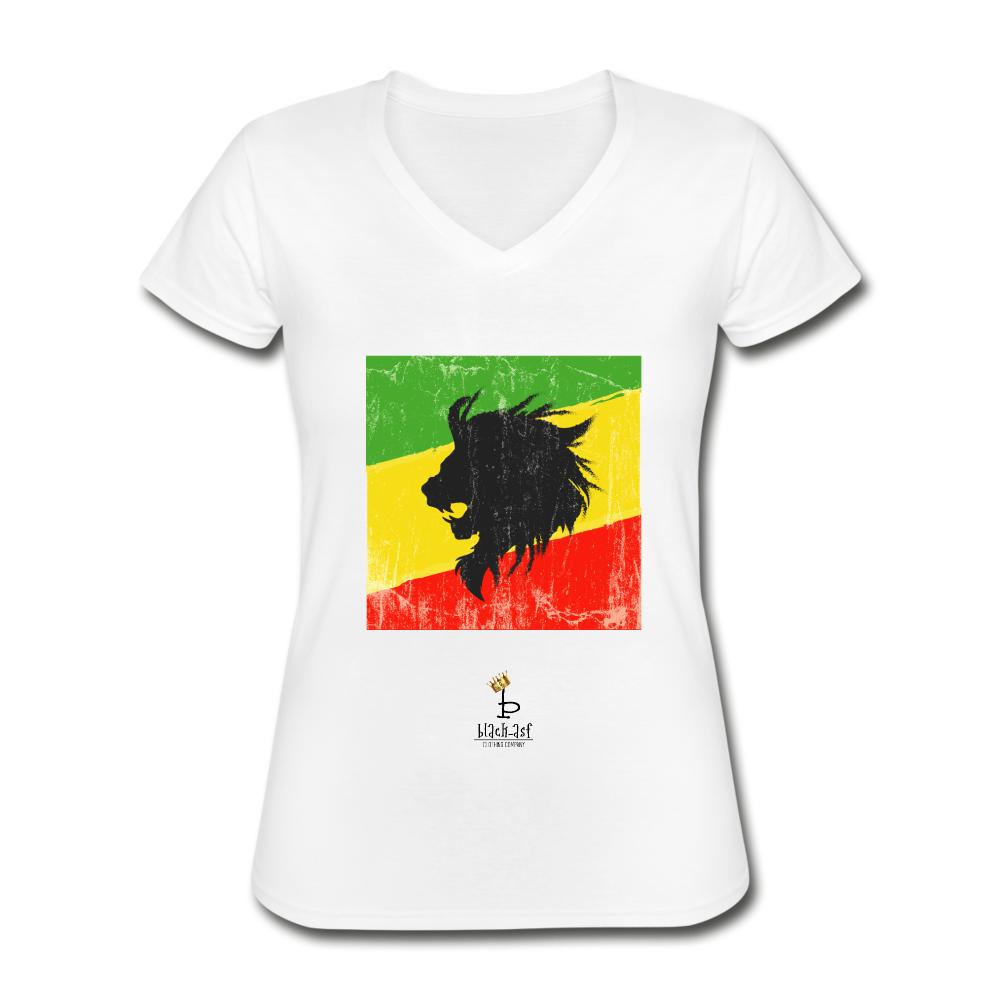Lion of Judah - Women's V-Neck T-Shirt - white