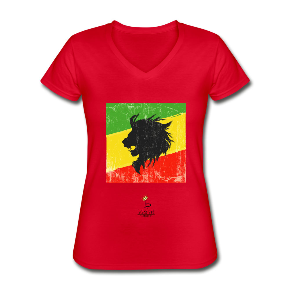 Lion of Judah - Women's V-Neck T-Shirt - red