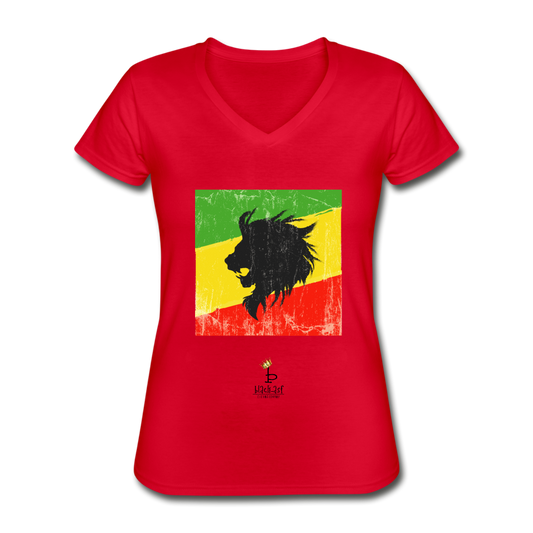 Lion of Judah - Women's V-Neck T-Shirt - red