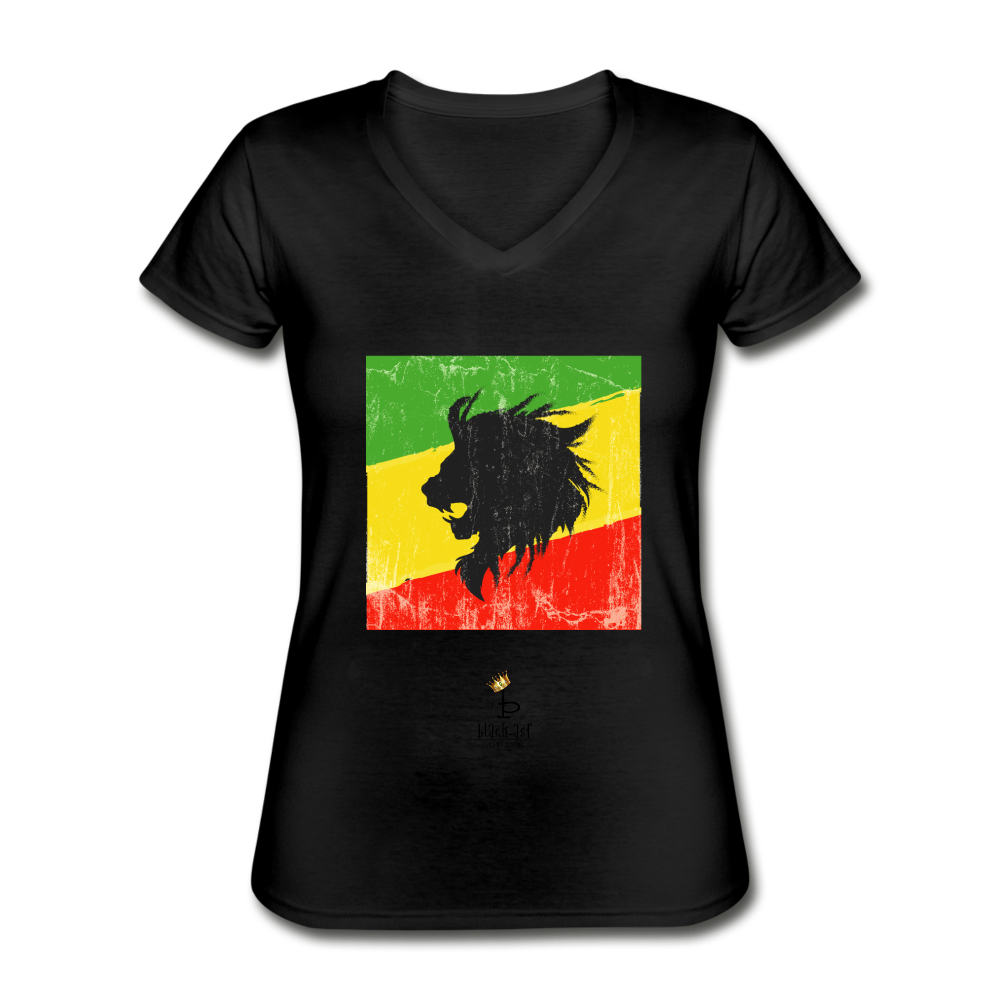 Lion of Judah - Women's V-Neck T-Shirt - black