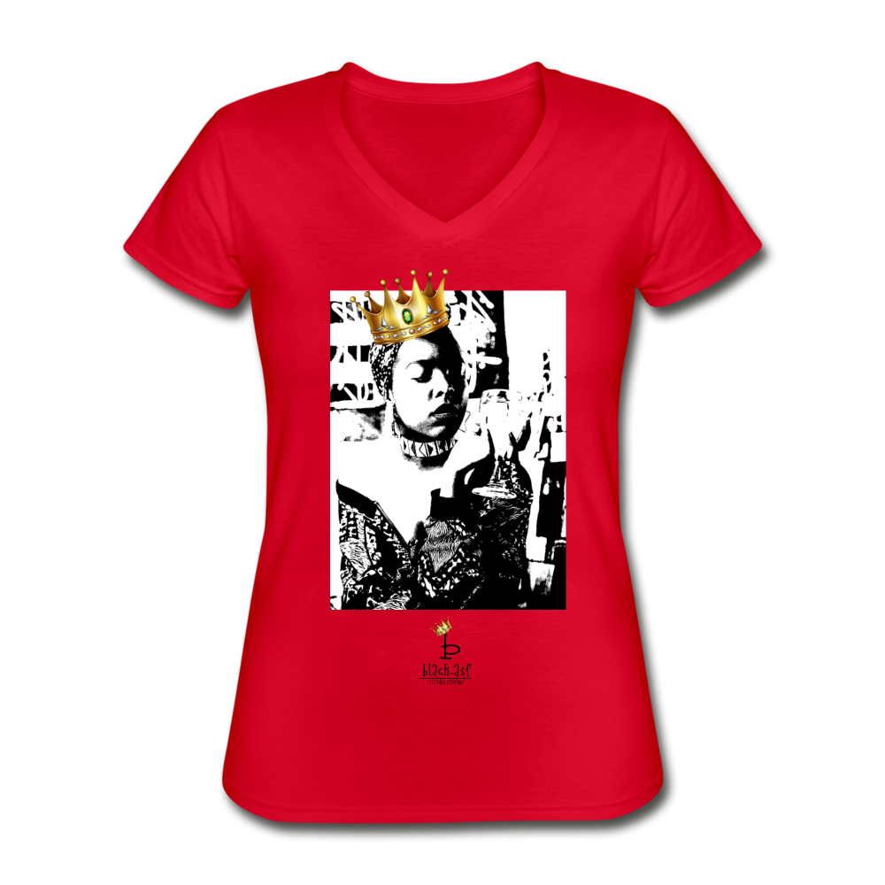 Black Queen - Women's V-Neck T-Shirt - red