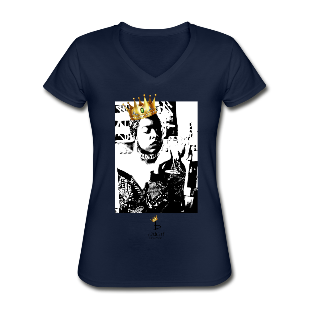 Black Queen - Women's V-Neck T-Shirt - navy