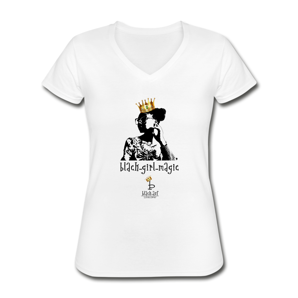 Black girl Magic - Women's V-Neck T-Shirt - white