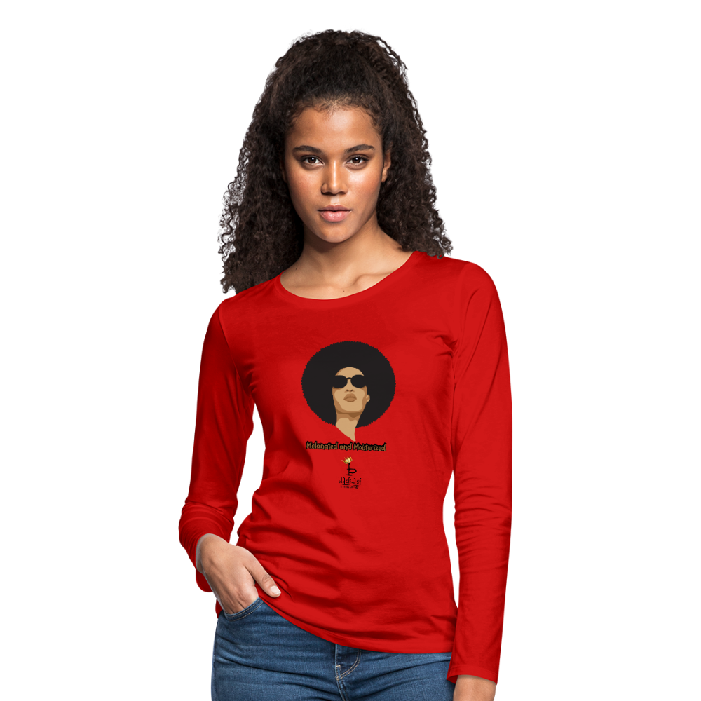 Melanated and Moisturized -Women's Premium Slim Fit Long Sleeve T-Shirt - red