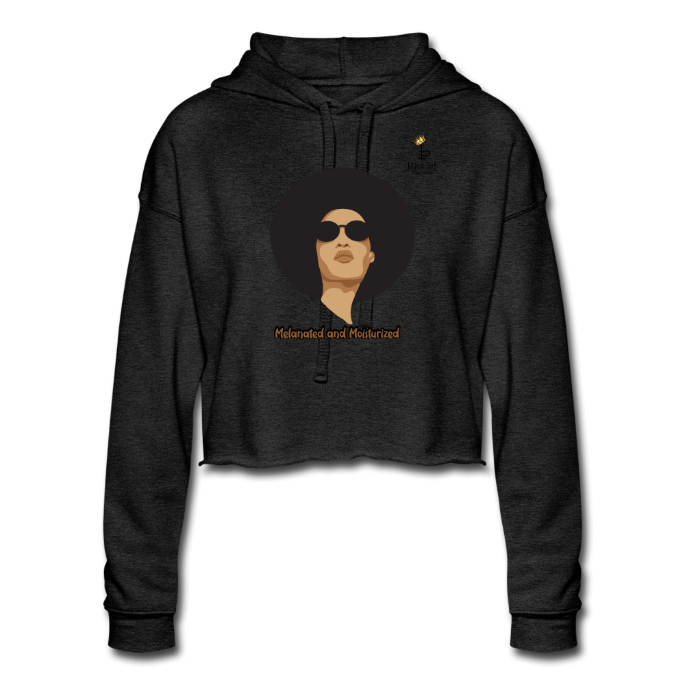 Melanated and Moisturized - Women's Cropped Hoodie - deep heather