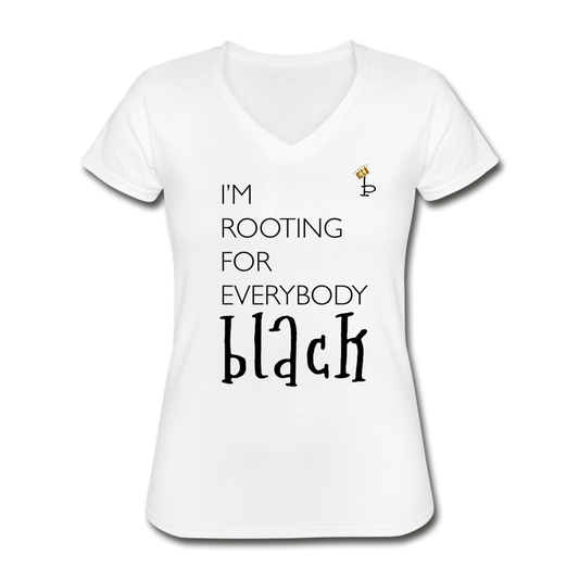 Everybody Black -Women's V-Neck T-Shirt - white