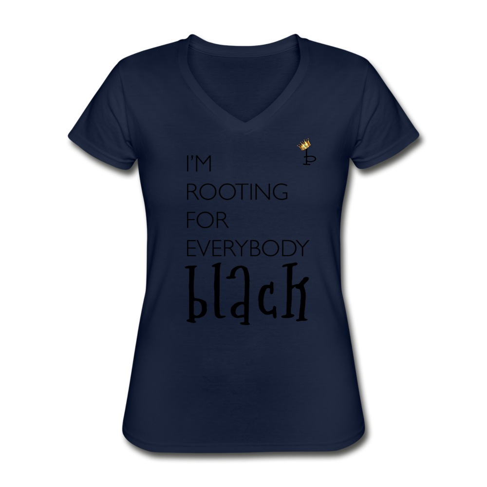 Everybody Black -Women's V-Neck T-Shirt - navy