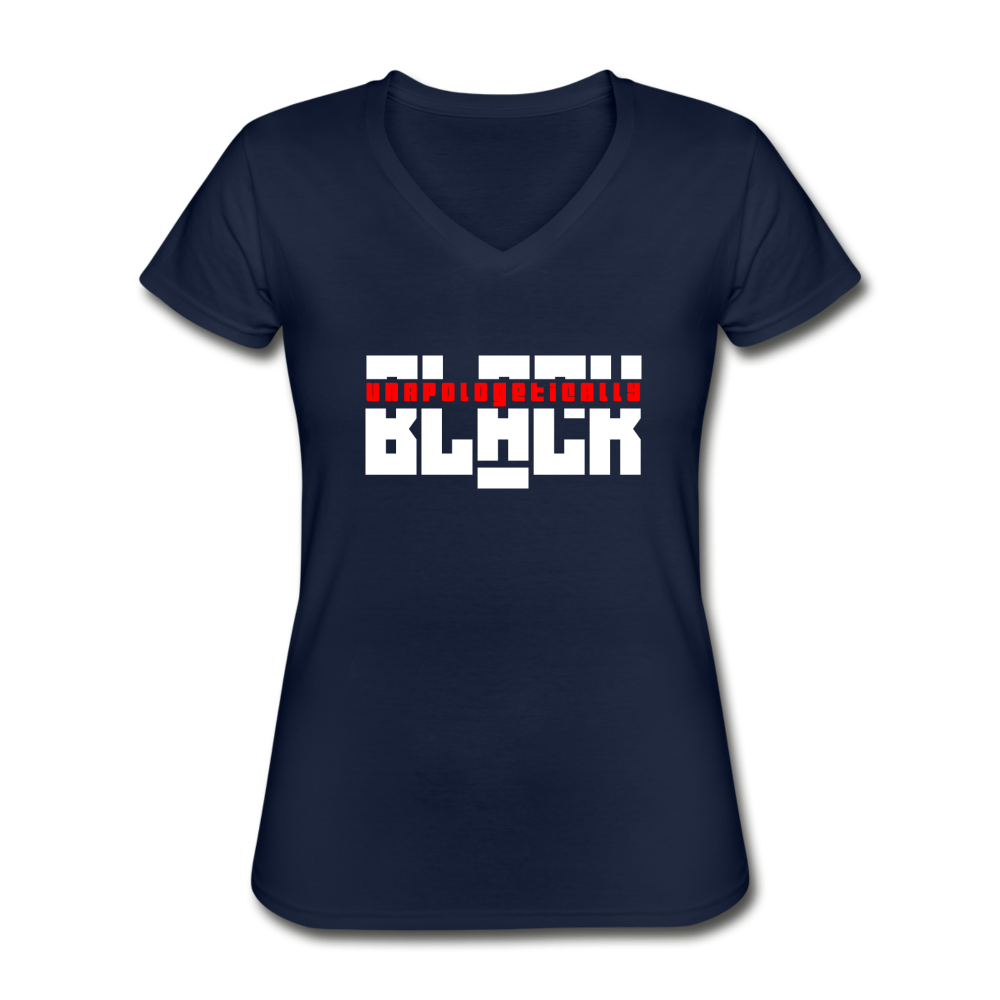 Unapologetically Black - Women's V-Neck T-Shirt - navy