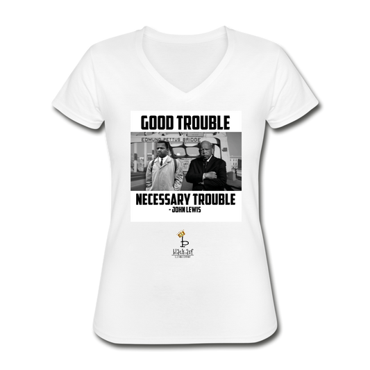 Good Trouble - Women's V-Neck T-Shirt - white