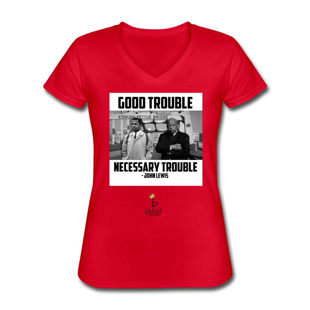 Good Trouble - Women's V-Neck T-Shirt - red