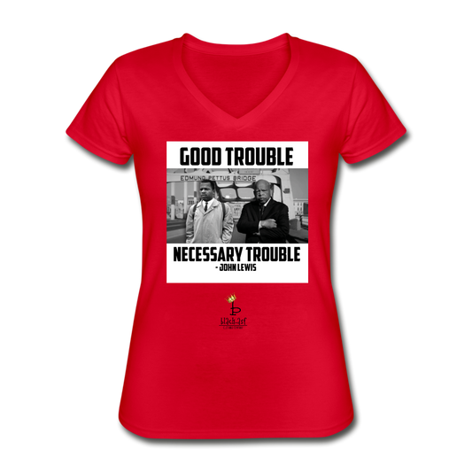 Good Trouble - Women's V-Neck T-Shirt - red