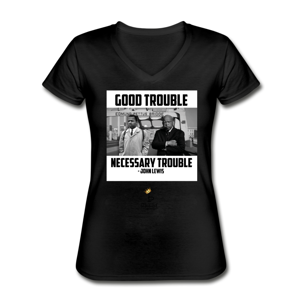 Good Trouble - Women's V-Neck T-Shirt - black